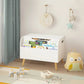 White Wooden Toy Box and Bookshelf Bench with Safety Hinge