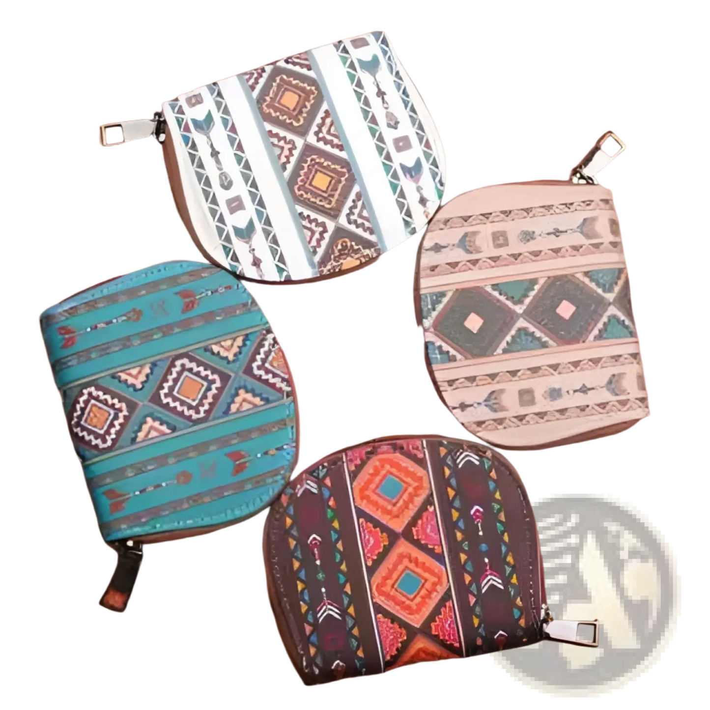 Woven Geometric Card Wallet and Portable Coin Purse