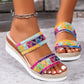 Woven Wavy Pattern Ethnic Wedge Sandals for Women