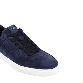 Tênis masculino Tod's de camurça azul com acolchoamento T tamanho 6,5