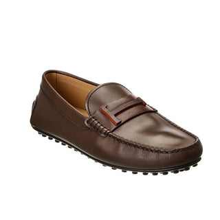 Mocassim TOD'S City Gommino de couro masculino, marrom, tamanho 6,5