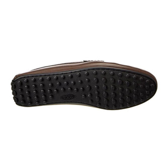 Mocassim TOD'S City Gommino de couro masculino, marrom, tamanho 6,5