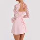 Y2k Lace Backless Long Sleeve Corset Mini Dress