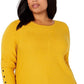 Suéter feminino Alfani com detalhes canelados e botões de pressão, amarelo escuro, tamanho 1X