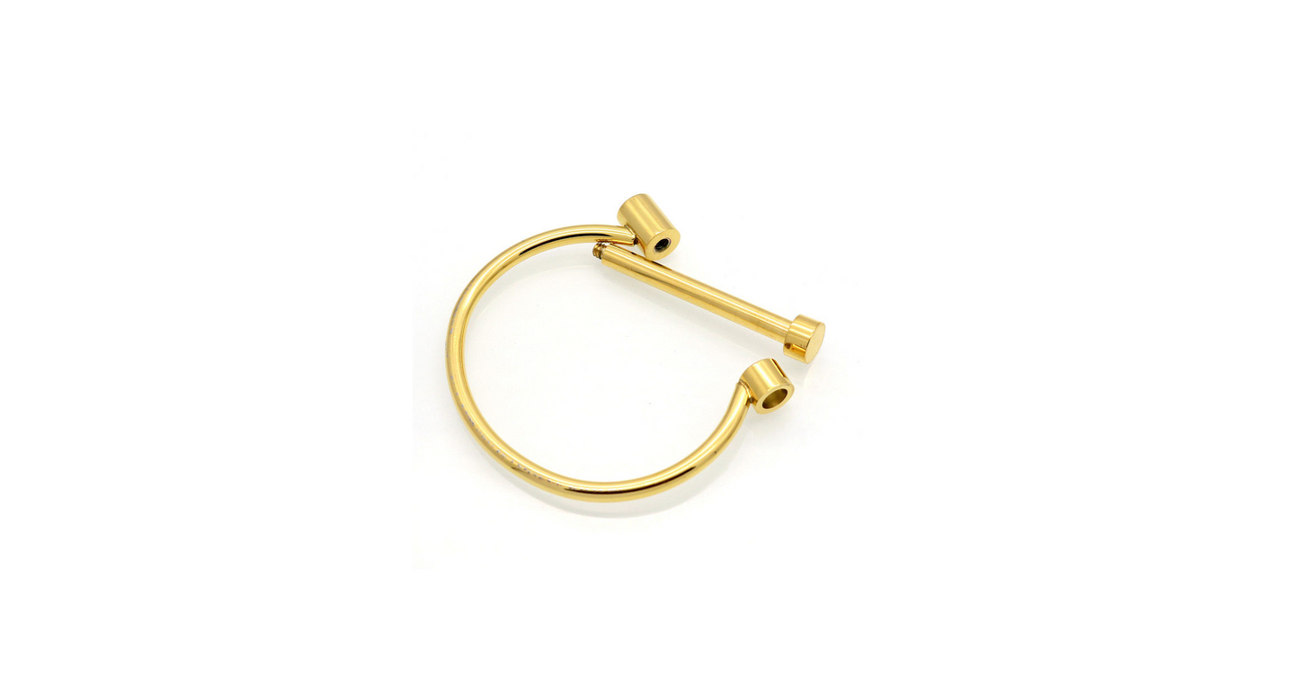 Pulseira feminina Homvare com argola e parafuso de cabeça chata em aço inoxidável, dourada