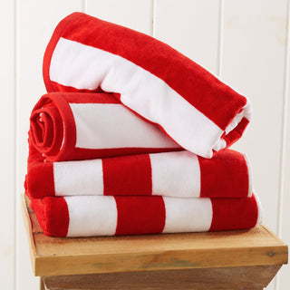 Cotton Velour Cabana Stripe Beach Towel - Novia Collection