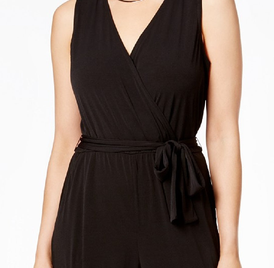 Macacão feminino NY Collection Petite Surplice com cinto e pernas largas, tamanho médio