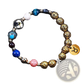 Zodiac Volcanic Stone Beaded Bracelet with Gold Charms