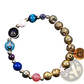 Zodiac Volcanic Stone Beaded Bracelet with Gold Charms