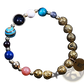 Zodiac Volcanic Stone Beaded Bracelet with Gold Charms