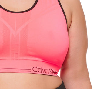 Sutiã esportivo reversível Calvin Klein Performance Plus feminino de médio impacto, laranja, tamanho 2X
