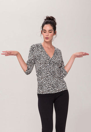 Top franzido feminino Leota marrom