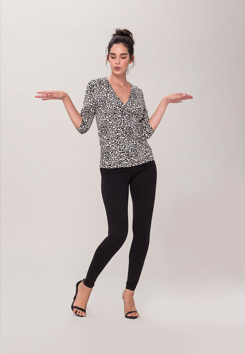 Top franzido feminino Leota marrom