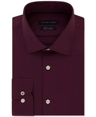 Camisa social masculina Tommy Hilfiger com gola xadrez slim fit vermelha tamanho 15x34-35