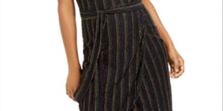 Vestido justo com debrum metálico feminino City Studios, preto, tamanho extrapequeno