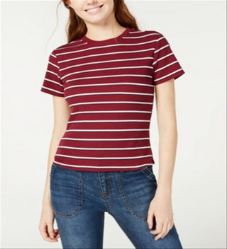 Camiseta de gola redonda em malha canelada Ultra Flirt Junior, tamanho P, vermelha