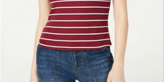 Camiseta de gola redonda em malha canelada Ultra Flirt Junior, tamanho P, vermelha