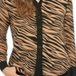 Camisa feminina Anne Klein com botões e estampa de zebra, marrom, tamanho 10