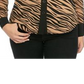 Camisa feminina Anne Klein com botões e estampa de zebra, marrom, tamanho 10