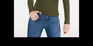 Blusa com decote em V franzido para calouros, tamanho pequeno, verde