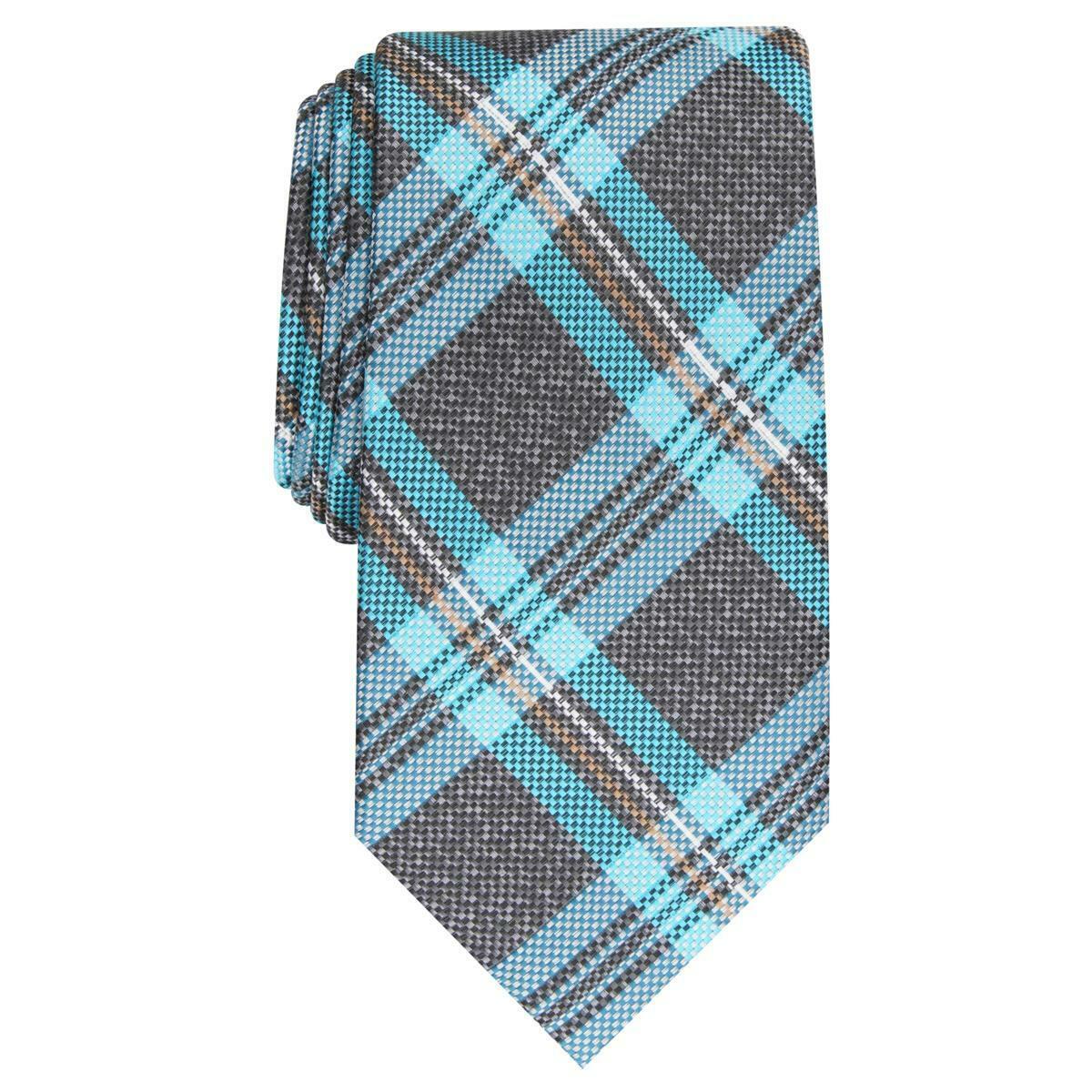 Gravata xadrez Duxbury masculina Perry Ellis preta tamanho regular