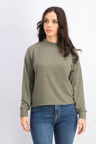 Blusa canelada com gola alta Hippie Rose Juniors, tamanho extra grande, verde