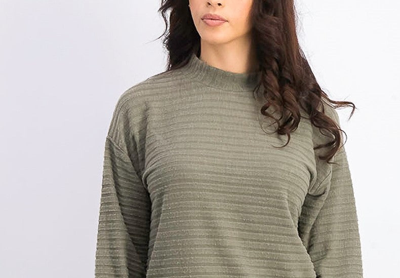 Blusa canelada com gola alta Hippie Rose Juniors, tamanho extra grande, verde